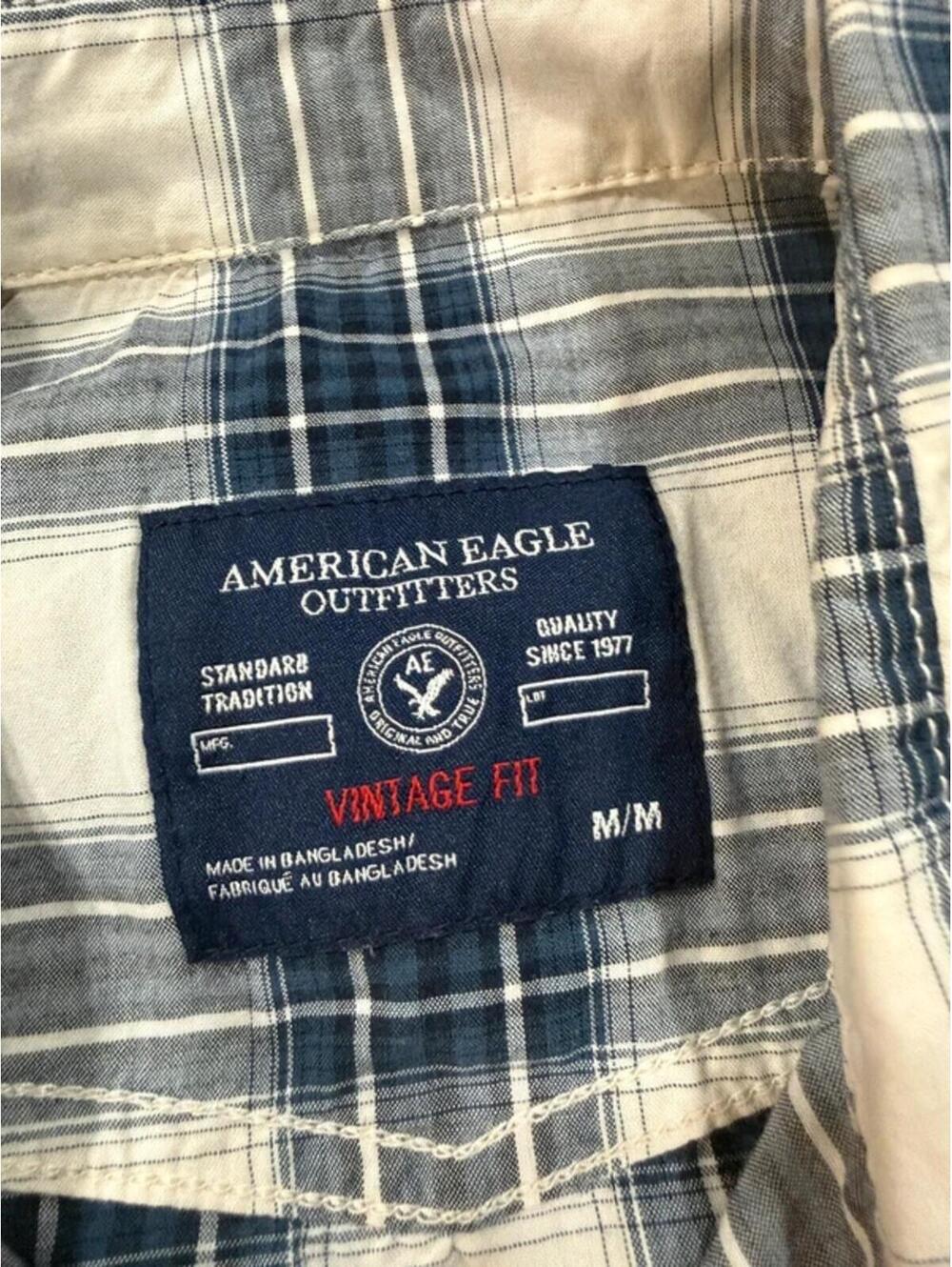 American Eagle Vintage Fit Plaid Pearl Snap Western Shirt Medium - Picture 4 of 9